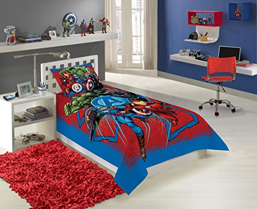 Jogo de Cama Solteiro Estampado Avengers 1,50 m x 2,10 m Com 2 peças