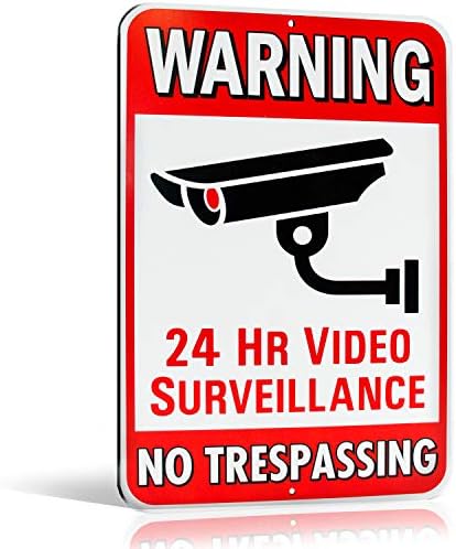 Signs Authority Video Surveillance Signs Outdoor - No Trespassing Signs Private Property - No Trespassing | 10"x 15" Rectangle Dibond Aluminum Yard signs - Security Camera Sign - No Trespassing Sign