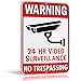 Warning 24 Hour Video Surveillance No Trespassing Metal Sign - Heavy Duty Aluminum - Security Camera Warning, 1/8" Thick Di-Bond Metal, 10" by 15" (Aluminum)