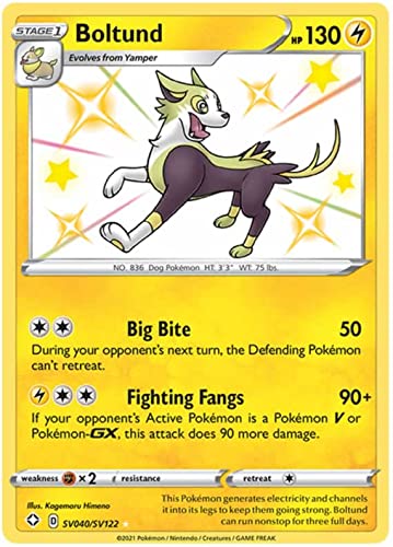 Boltund SV040/SV122 Shiny Rare Pokemon Card (Shining Fates) + 1x TitanCards® Toploader
