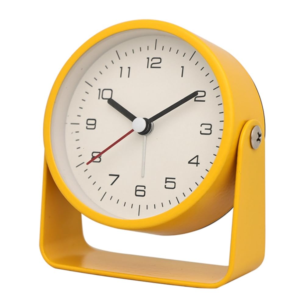 CTRLZS Small Metal Alarm Clock Quiet Desk Clock for Students for Room Desk Decoration D
