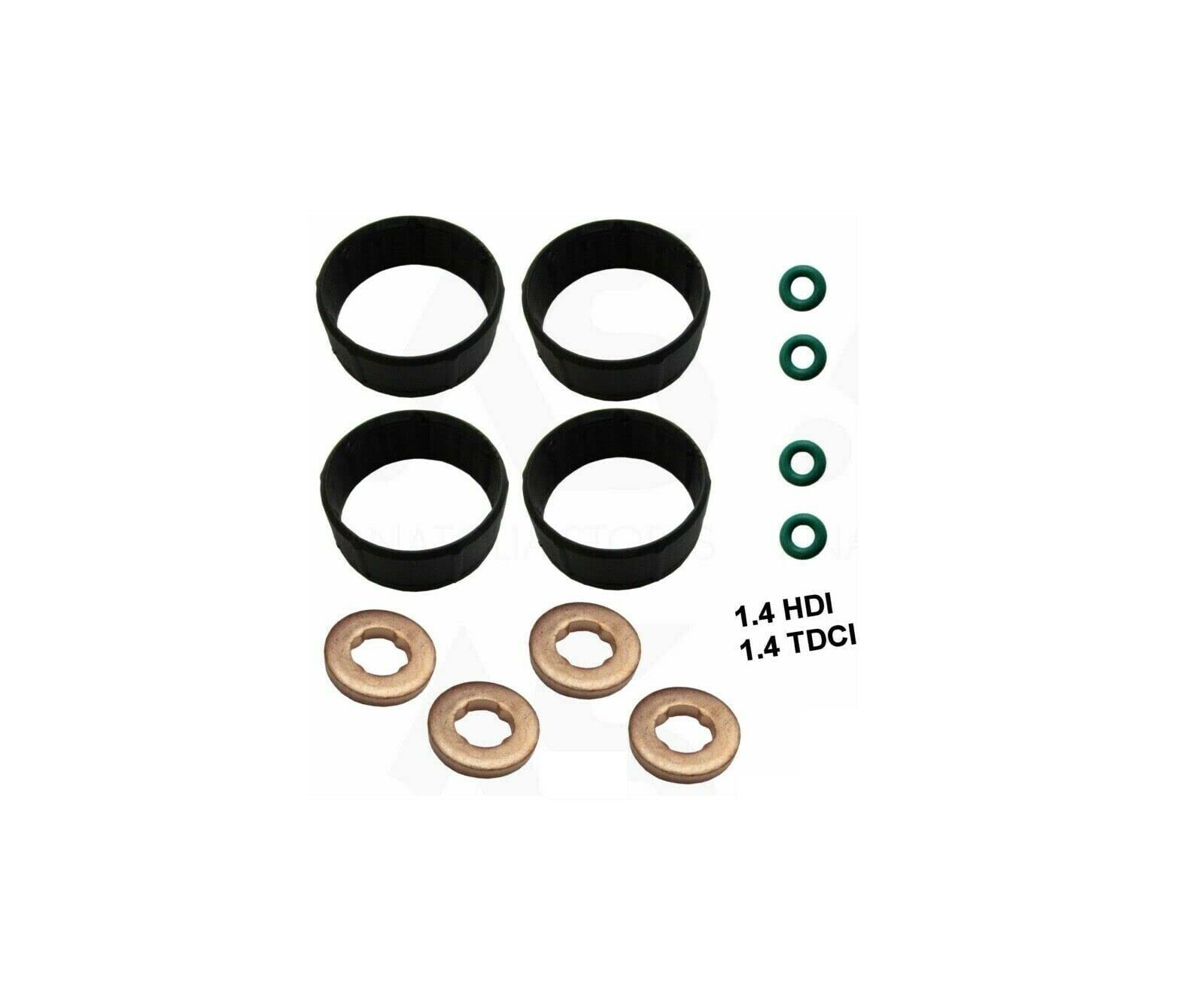 Kit Guarnizione Iniettore 1.4 TDCi - 1.4 HDi per C1, C2, C3 I-II, C3 Pluriel, Nemo, Xsara, 107, 206, 206+, 207, 307, 1007, Bipper, Fiesta V-VI, Fusion, Aygo OE: 2S6Q9F593, 1982.F7