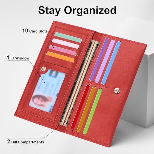 Image of Tipmile Slim Wallet for Women, RFID Blocking Credit Card Holder | Thin Compact Bifold Wallet with Zipper, Ladies Gift