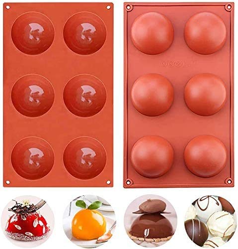 Mloowa chocolate bomb mold sphere cocoa bomb mold, baking mold for making hot chocolate bomb, cake, jelly, pudding, food-grade safe and odorless silicone 6 holes Bigger size, thicker