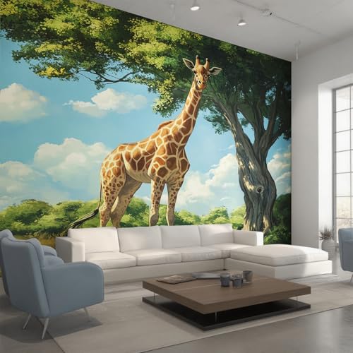 Fresque Murale Intissé Girafe Décoration Haut de Gamme 450x315 cm