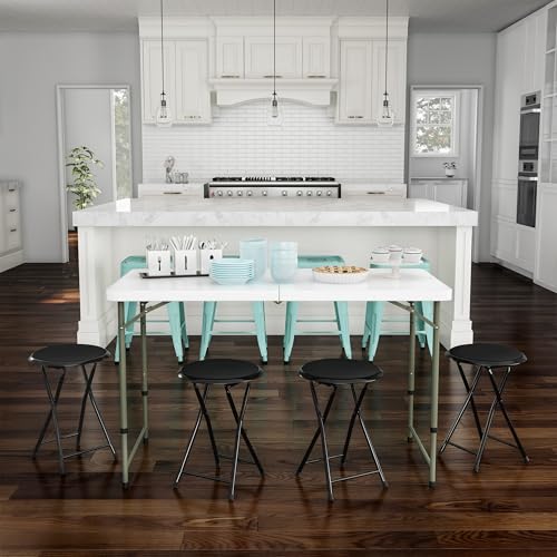 Image of Folding Stool - Portable Backless 18 inch Stool with 225lb Capacity Set of 4 | Collapsible Counter Bar Stools, Compact Folding Chair, for Kitchen or Rec Room, Camping, Indoor and Outdoor by Lavish Home
