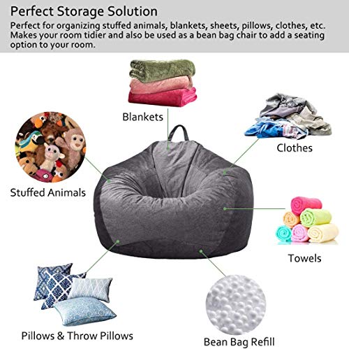 Waqia Posh Microsuede Stuffed Animal Storage Bean Bag Chair Cover(No Filler) Stuffable Zipper Beanbag Replacement Cover For Kids And Adults Without Filling  #TOP4
