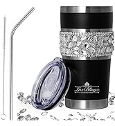 LUXBLINGZ Diamond Rhinestone Bling Tumbler 20 oz Stainless Steel Vacuum Insulated Bling Cup With ...