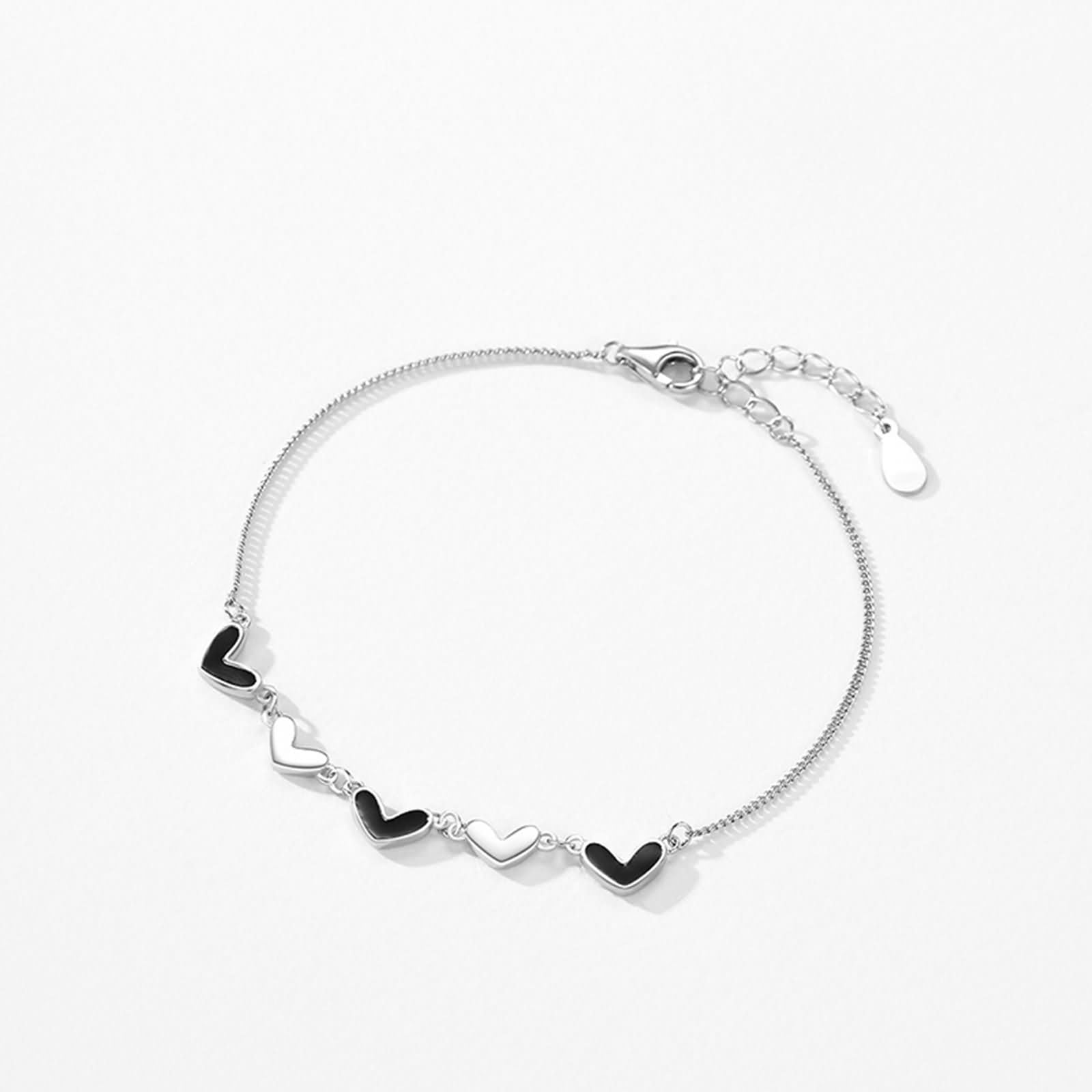 Pulsera de fiesta para mujer, sin piedras preciosas, pulseras con dije de corazón para mujer, de moda, oro blanco de 9 quilates, 14 y 18 quilates