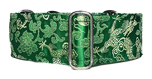 SGang Extra Soft Martingale Dog Collar for Greyhound Saluki Whippet and Other Breeds with Similar Neck 2'' Wide (XL 17”-22”), Green