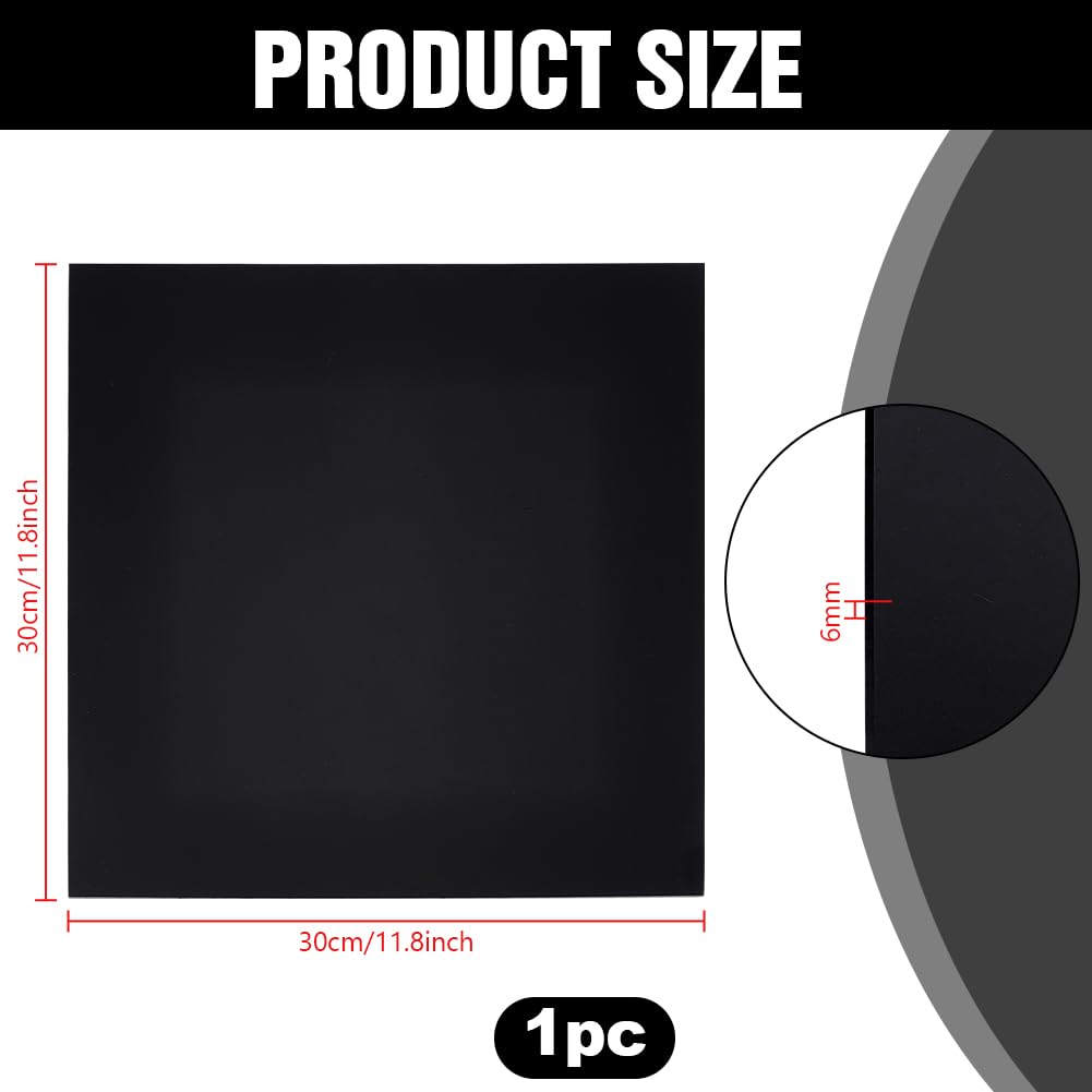 PH PandaHall 1pz 30x30cm Foglio di Plastica HDPE Nero Pannello di Plastica Spesso in Polipropilene per Uso Industriale Pesante Fai Da Te Artigianato, 6mm di Spessore