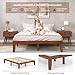 KOMFOTT 14 Inches Wood Platform Bed Frame Queen Size, Solid Wood Mattress Foundation with Rubber Wood Frame, Strong Poplar Wood Slat Support, No Box Spring Needed, Bed Frame (Brown Cherry)
