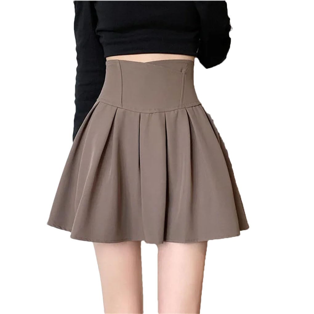 Falda corta plisada de cintura alta con cremallera para mujer, estilo retro, casual, sencilla, falda corta