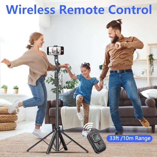 Image of Auto Face Tracking Tripod with Light, 63 inch Foldable Selfie Stick for iPhone, Phone Tripod Stand with Remote, Phone Holder Tripod for TikTok Content Creator Vlog Video Recording