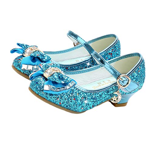 Holibanna Boy Girl Sequined Dance Shoes for Girls Bowknot Design Comfortable Fit Non- Sole for Dance Stylish Color Inner Blue