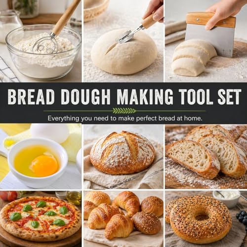 BOORIKA Sourdough Bread Baking Tool Set with Danish Dough Whisk, Bread Lame & Blades, Bench Scraper, Dough Scrapers and Silicone Brush – Sourdough Starter Kit by Boorika - Image 6
