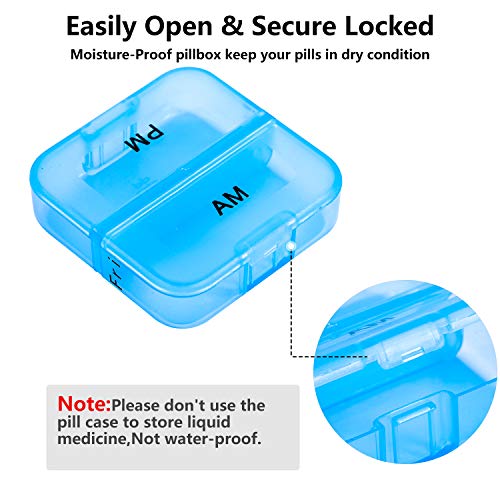 Daviky Weekly Pill Organizer 2 Times a Day, Am Pm Pill Organizer 7 Day, Large Travel Vitamin Pill Box Twice a Day, Daily Supplement Organizer Pill Container Dispenser Big Medication Case