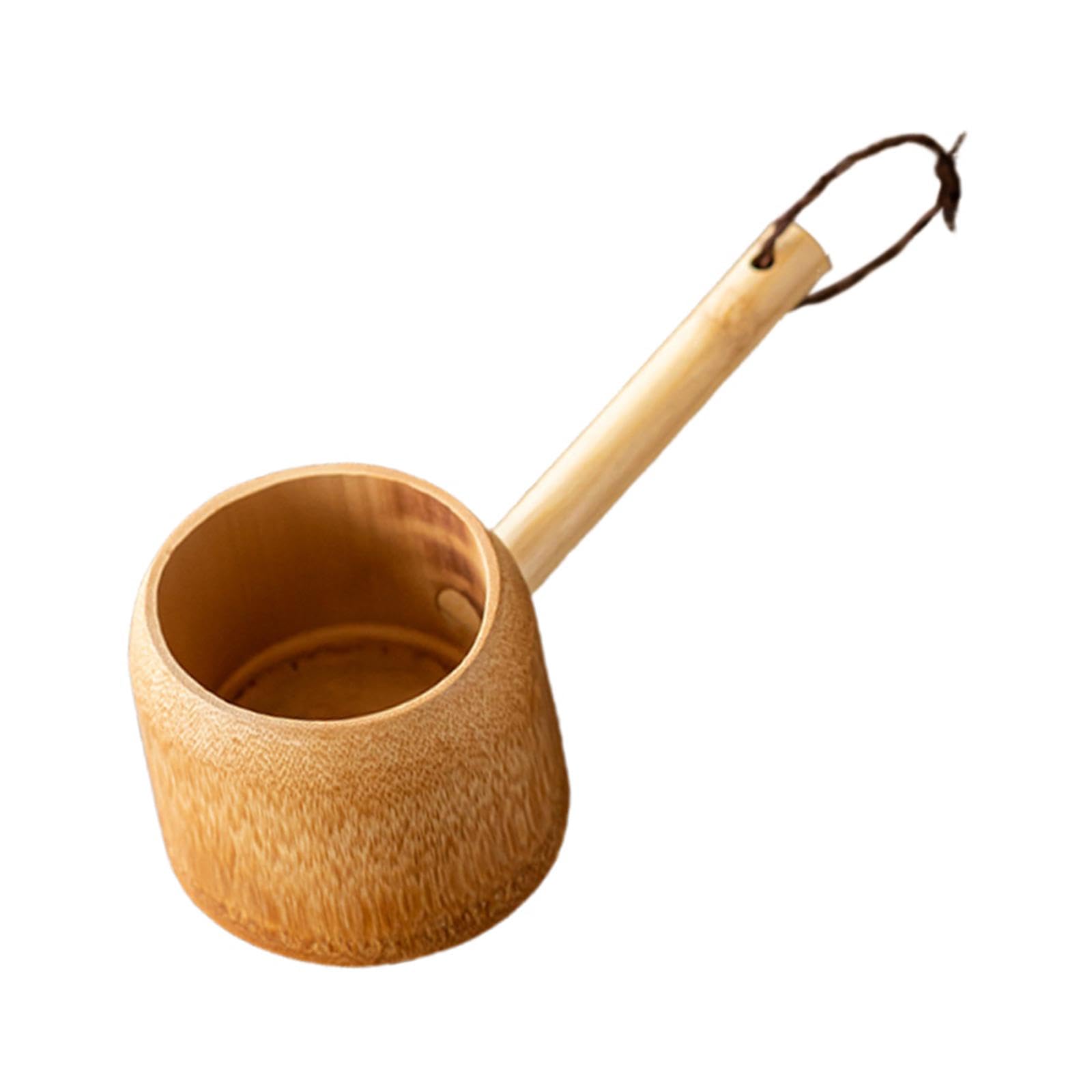 MYCENSE Bamboo Ladle Water Dipper Serving Spoon Rice Spoon Japanese Tea Ceremony Water for Sauna Watering Plants Pouring, Light Color