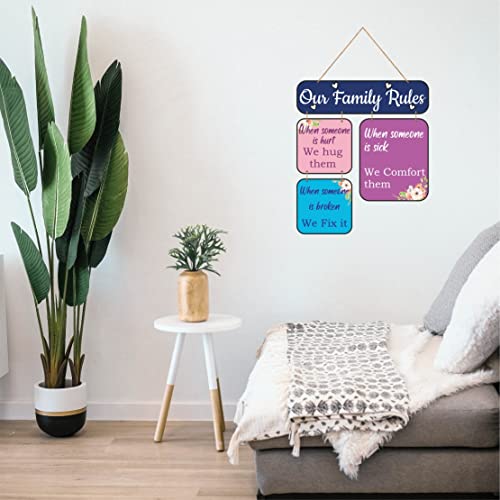 Image of Zesta Family Rules Wooden Wall Hanging Decorative Items /Hanging Home Wall Decor Items /MDF Decoration Items /Cute Wall Art For Living Room /Home Decor Items Living Room