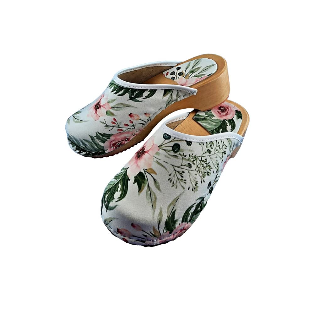 SOFTSAIL 2 Stück Damen Handmade Set Clogs + Handtasche Holzsohle Natur Echtleder Schuhe Bequem Outdoor Atmungsaktiv Hausschuhe Damen Mini Casual Schultertasche DT4