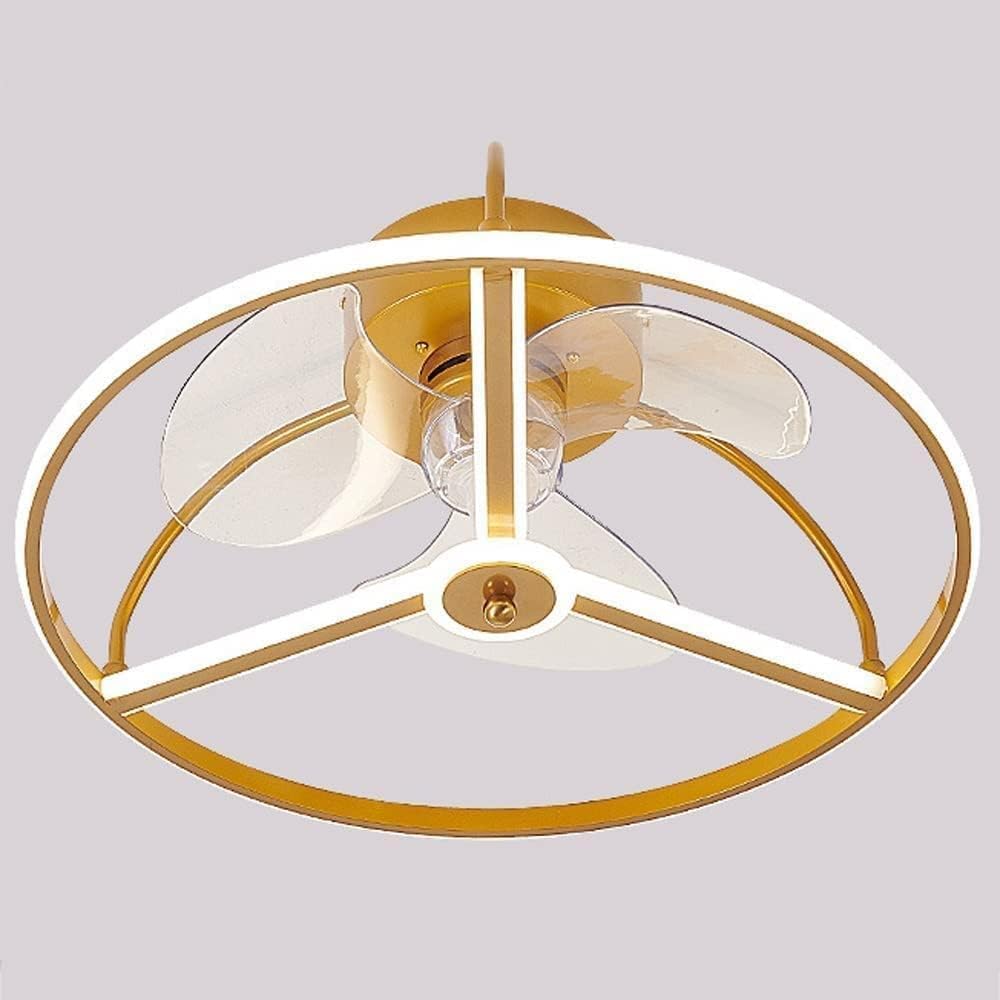 HXYSXHJUO Ceiling Fan Light with Lights 3 Wind Speed Lamp Remote Control Timing Function Led Pendant Home Decoration(Color:Gold)