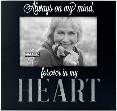 Malden International Designs Laser Cut Industrial Expressions Forever In My Heart Silkscreen Design and Laser Cut Galvanized Metal Accent Picture Frame, 4x6, Black