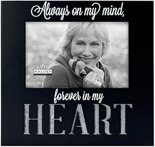Malden International Designs Laser Cut Industrial Expressions Forever In My Heart Silkscreen Design and Laser Cut Galvanized Metal Accent Picture Frame, 4x6, Black