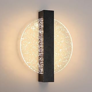 Lampy ścienne LED ściemnialne do wnętrz, 12W okrągła kreatywna akrylowa lampa ścienna LED 3000K-6500K, lampa ścienna nowoczesna lampa nocna czarna do salonu, sypialni, klatki schodowej, przedpokoju.