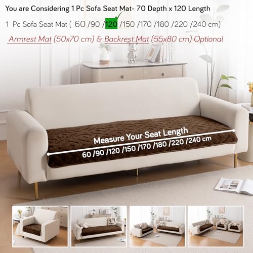 Image of HOKIPO 'Velvet Maze' Premium Anti Slip Sofa Cover Mats for L Shape and 1 /2 /3 Seater Sofa. Make Your Own Sofa Cover Set, 70(D) x 120(L) cm, Dark Brown (AR-5905-DBR)