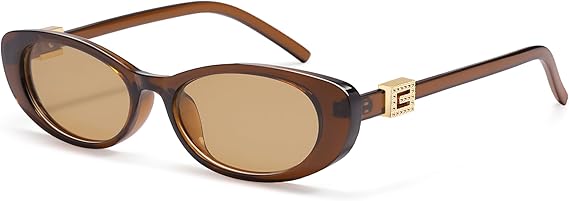 Retro Oval Sunglasses for Women with Small Faces, Vintage Cat-Eye Sun Glasses with Gold Accents AP3754
