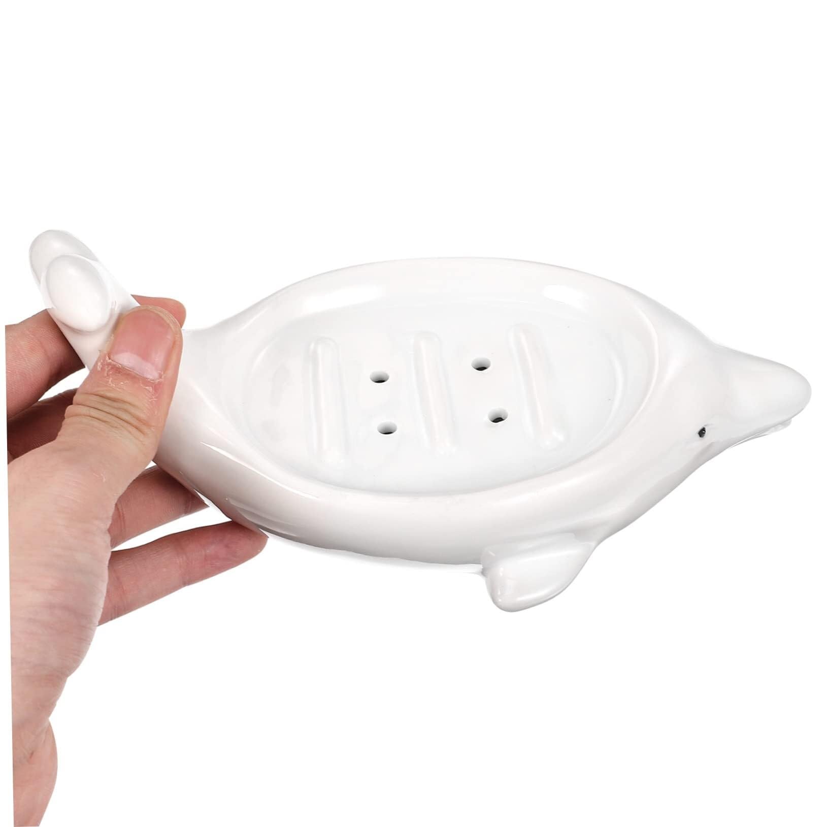 Jaboneras de baño Jabonera con Forma de Animal for baño, diseño Bonito y práctico Decoración estética para el baño(White,19.3X10.5X8CM)