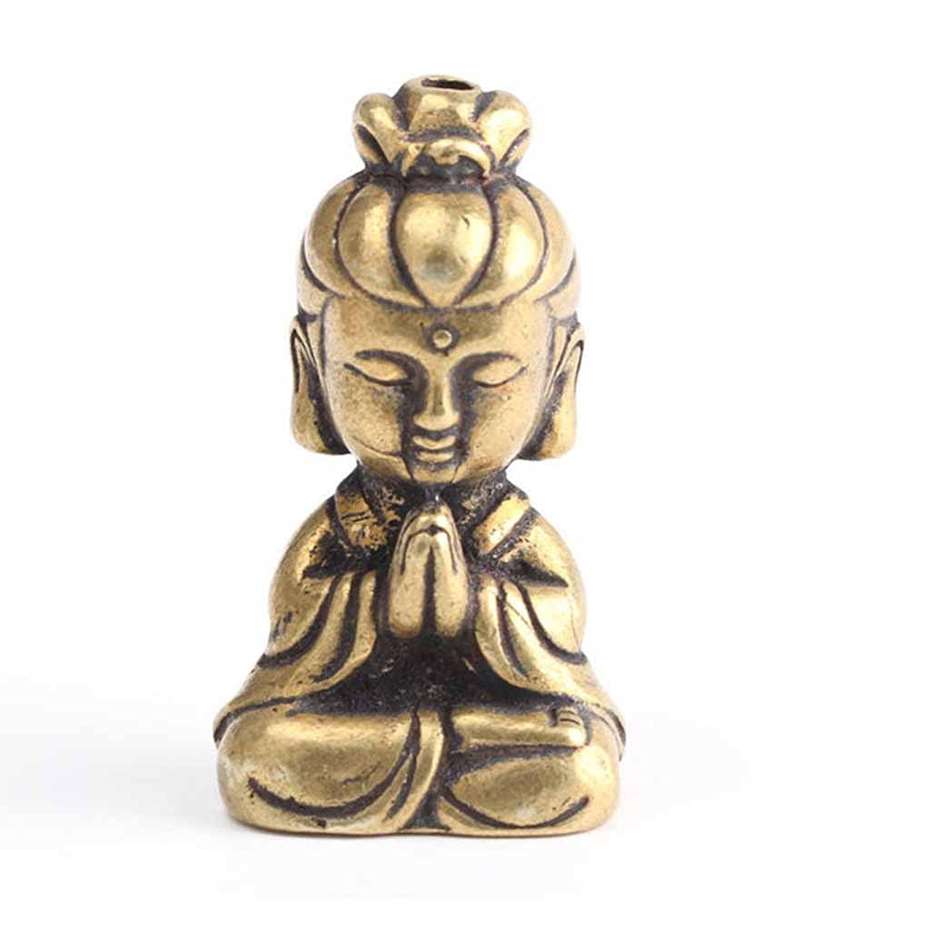 SnamicE Solid Brass Guanyin Buddha Figurine Home Office Desktop Decorations Decoration Mini Statue Ornaments Household Decoration,