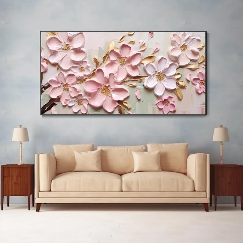 Peintures à l'huile de fleurs sur toile pour chambre apaisante