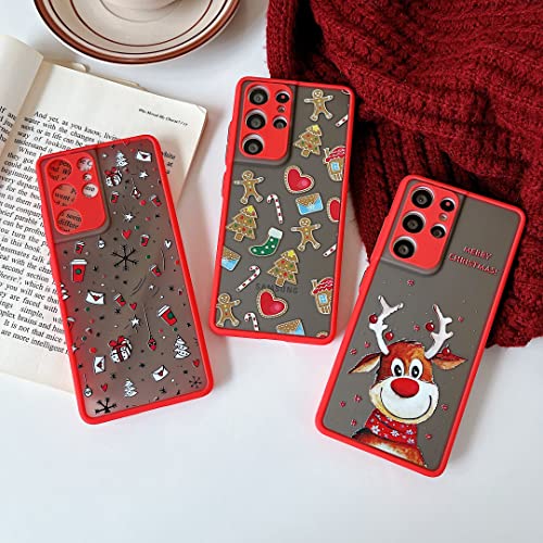 Ztofera Christmas Case For Sumsung Galaxy S21 Ultra 5G,Cute Merry Christmas Pattern Phone Case Gifts Translucent Silicone Hard Pc +Tpu Bumper Shockproof Protective Cover-Gingerbread Man #TOP3