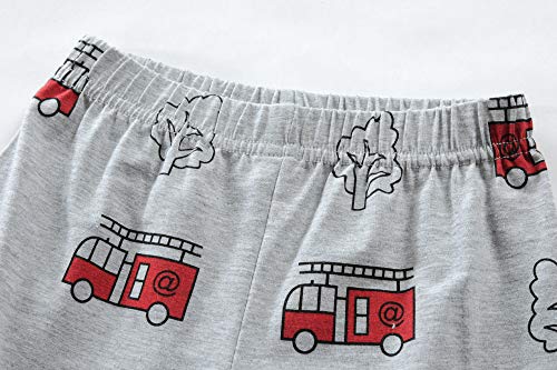 Image of Toddler Boys Pajamas Fire Truck 100% Cotton Kids Dinosaur Pjs Summer Short Sets Train Sleepwear Clothes Set Size 1-7T