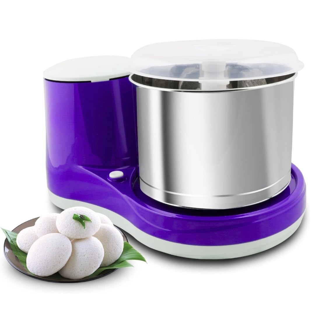 RV Plus 2 litres Table-Top Wet Grinder | 150 Watts | Shockproof ABS Body | Coconut Scrapper Attachment | Dough Kneader | Stainless Steel Drum | 1 Years Manufacturer's Warranty | Purple and White-image-39