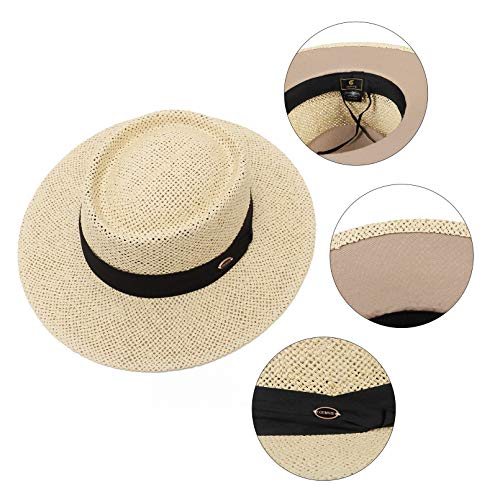 Chapeau de paille femme et homme style panama à large bord été - 4