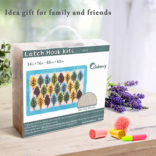 Image of clubevy Latch Hook Kits DIY Cushion Cross Stitch Kits Embroidery for Adults Beginner DIY Needlework Rectangle Floor Desk Mat Home Decoration (Wood)