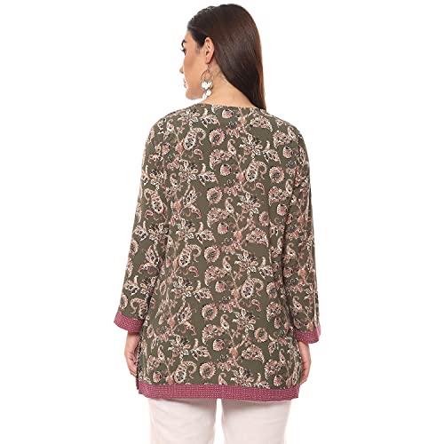Image of BIBA Women Art Silk Regular Fit Straight Printed Kurti
