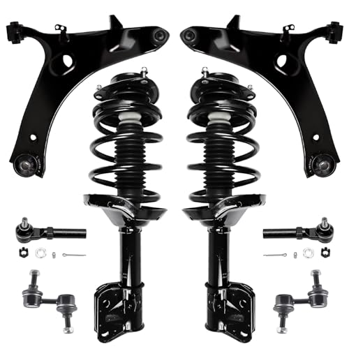 Image of Detroit Axle - 8pc Front Suspension Kit for 2009-2013 Subaru Forester, Struts & Coil Spring Lower Control Arms Sway Bars Tie Rods 2010 2011 2012 Replacement Quick Install Ready Struts Shocks Assembly