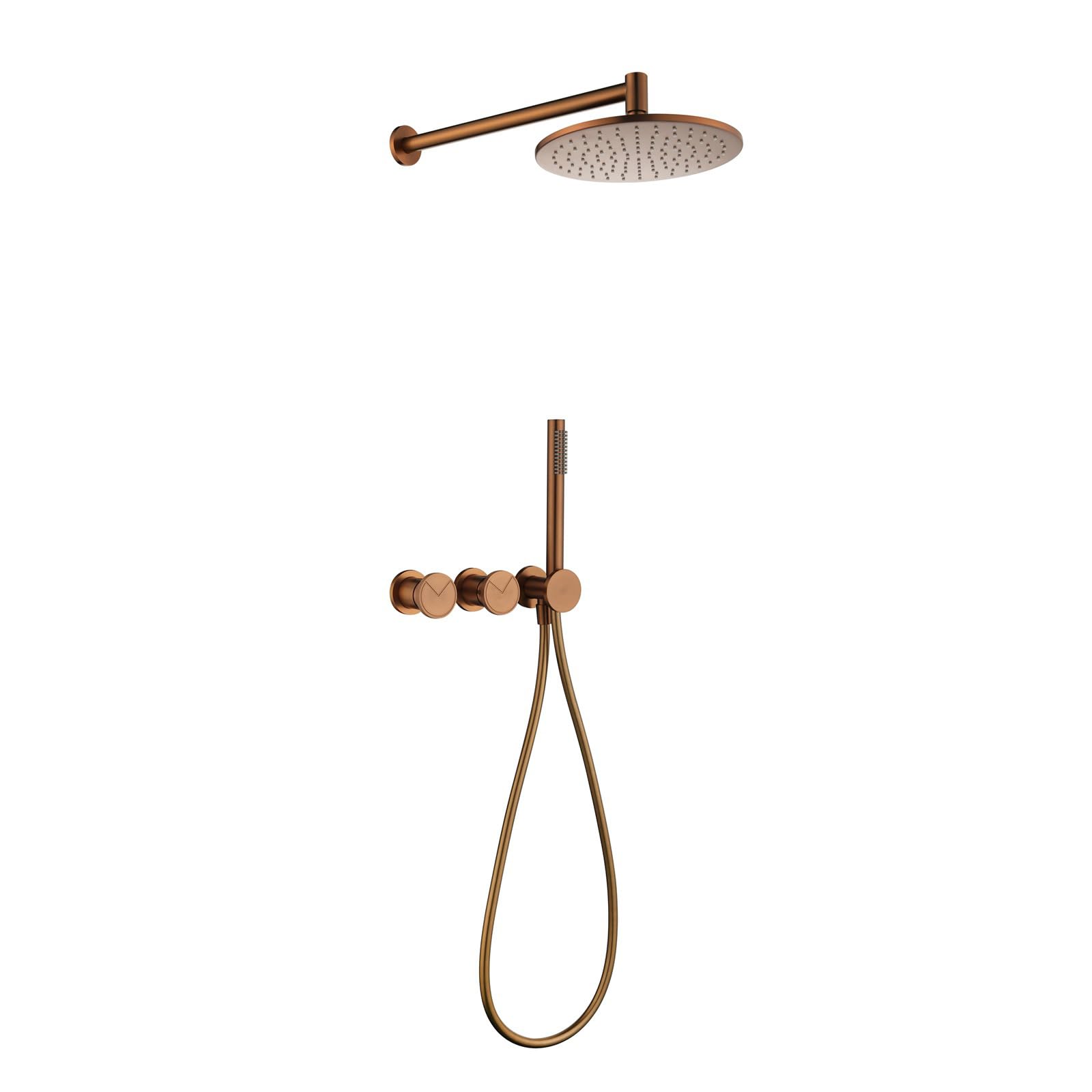 Robinet douche encastrable noir avec pommeau rond et douchette laiton pour rénovation