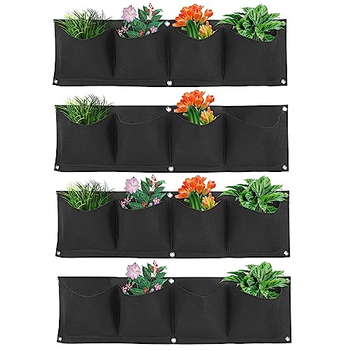 HERCHR 4 Poches Sac à Plantes Mural, Sacs de Plantation Tenture Murale, Sacs De Culture Suspendus, 4 Pièces Jardiniere Suspendue Sac de Plantation pour...
