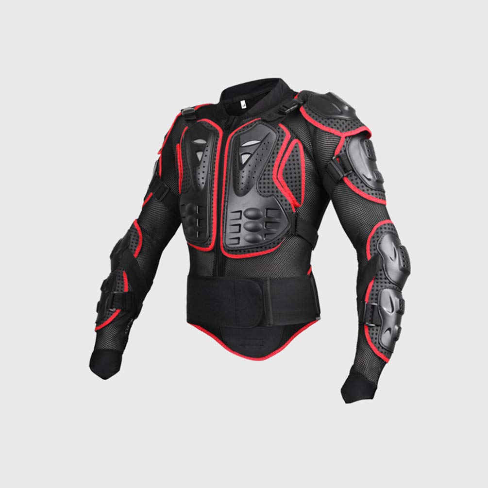 Giacchino Protettivo Traspirante Motocross Giacca Manica Lunga Armatura Jacket per Scooter, MTB, Enduro (Nero Rosso, M)
