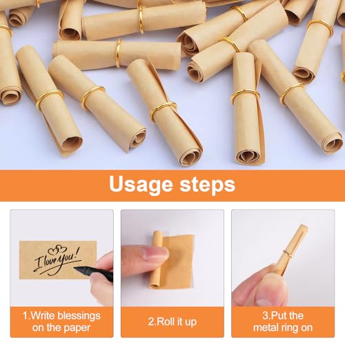 300 Stück Mini Papierrollen,6 x 3cm Vintage Mini Papierrollen,Lose Zum Selber Beschriften,Wünsche Festhalten,Lederfarben Tombola Lose,Schriftrollen Klein für Geburtstage,Erntedankfest und Weihnachten