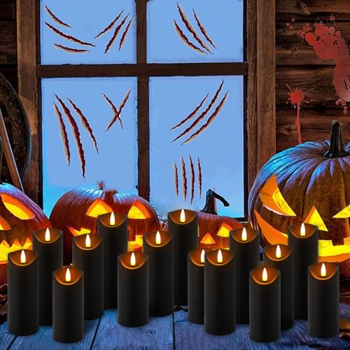Image of 72 Pack Flameless LED Pillar Candles with Remote Controls, Battery Operated Candles with Timer Function, Dimmable Flickering 3D Wick for Wedding Centerpieces, Events, Parties and Home Decor (Black)