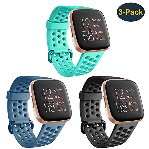 Bands Compatible with Fitbit Versa 2/Versa/Versa Lite/Versa SE for Women Men, Silicone Adjustable