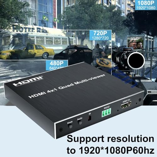 Image of 4X1 HDMI Quad Multi-viewer, Quad Screen Real Time Multi-viewer with HDMI Seamless Switcher Function Full 1080P and 3D, 4 in 1 Out Converter Seamless Switch