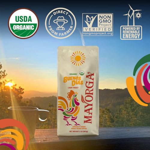 image for Mayorga Organic Coffee 2lb Buenos Dias - Light Roast Whole Bean Coffee