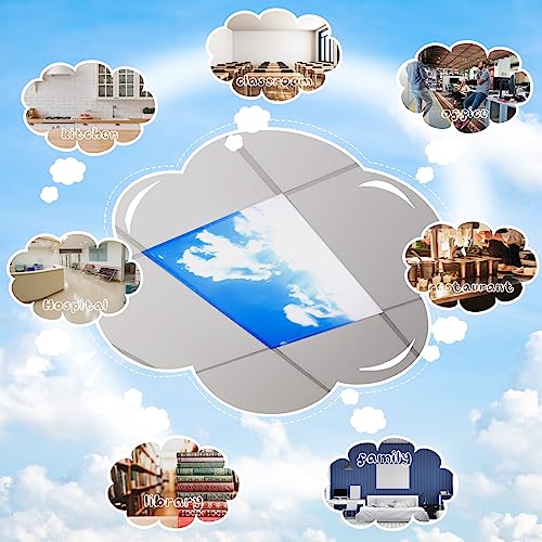 Image of Yahenda 8 Packs Fluorescent Light Covers, 4 x 2 Feet Magnetic Ceiling Lighting Covers, Classroom Light Filter Shade for Office School Hospital Home Room Decor(Blue Sky White Cloud)