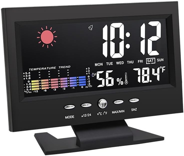Weather Electronic Alarm Clock Creative LED Forecast Temperature Humidity Perpetual
